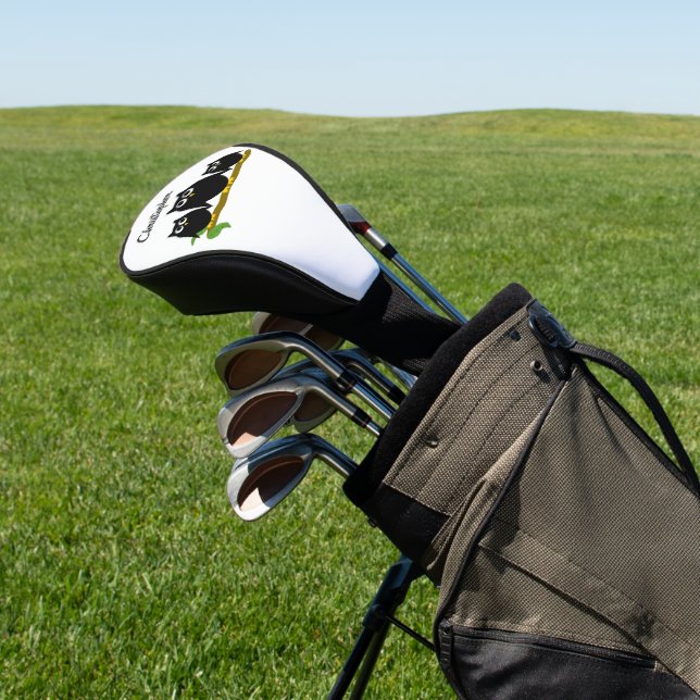 Black Owls Design Personalised Golf Head Cover (In Situ)