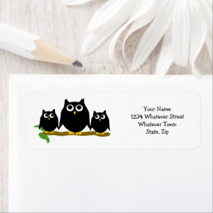 Black Owls Design Return Address Label