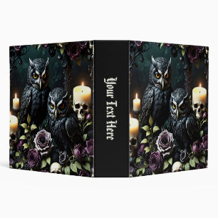 Black Owls Skulls and Candles Gothic 3 Ring Binder