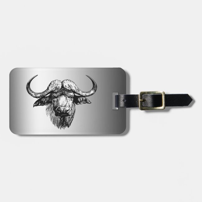Black Ox on Silver Luggage Tag