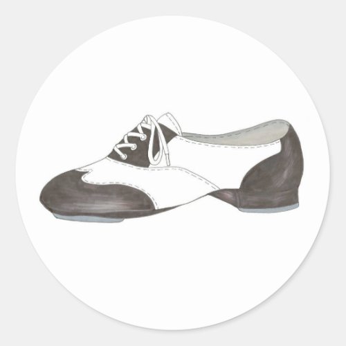 Black Oxford Tap Shoe Dance Teacher Studio Dancer Classic Round Sticker