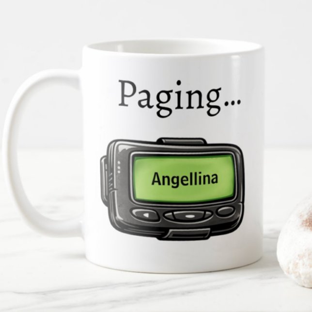Black Pager Personalized Name Funny Gift Mug (Creator Uploaded)