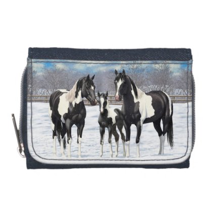 Black Paint Horses In Snow Wallets