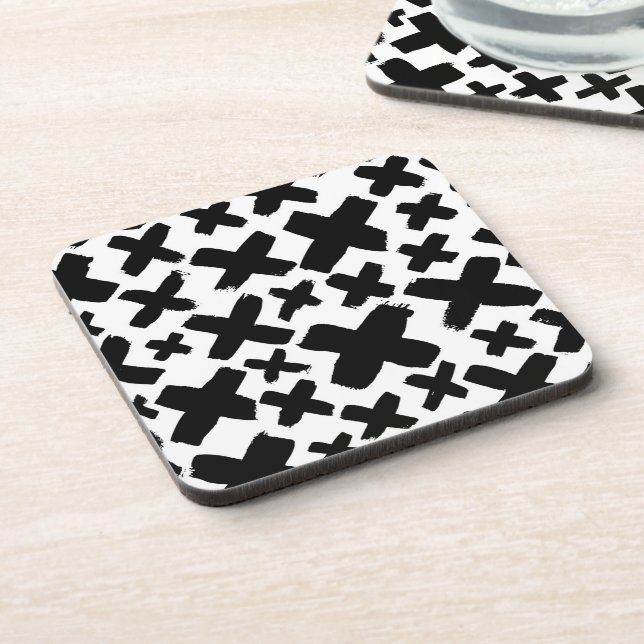 Black Paint Splash Pattern Beverage Coaster (Left Side)