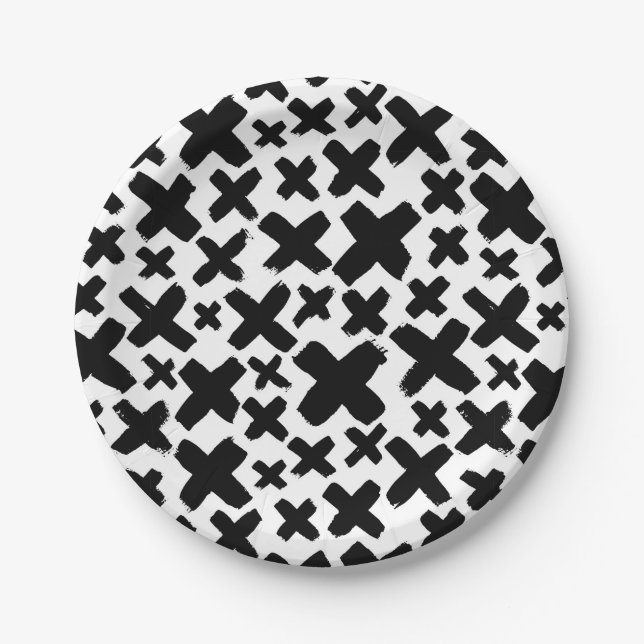 Black Paint Splash Pattern Paper Plates (Front)
