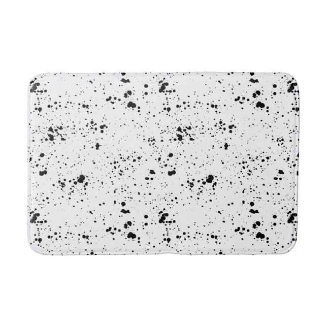 Black Paint Splatter Pattern Bath Mat (Front)