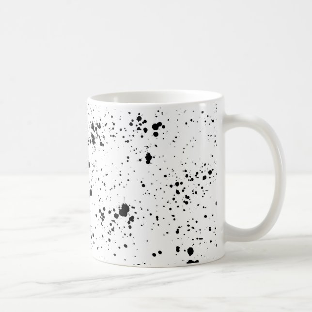Black Paint Splatter Pattern Coffee Mug (Right)
