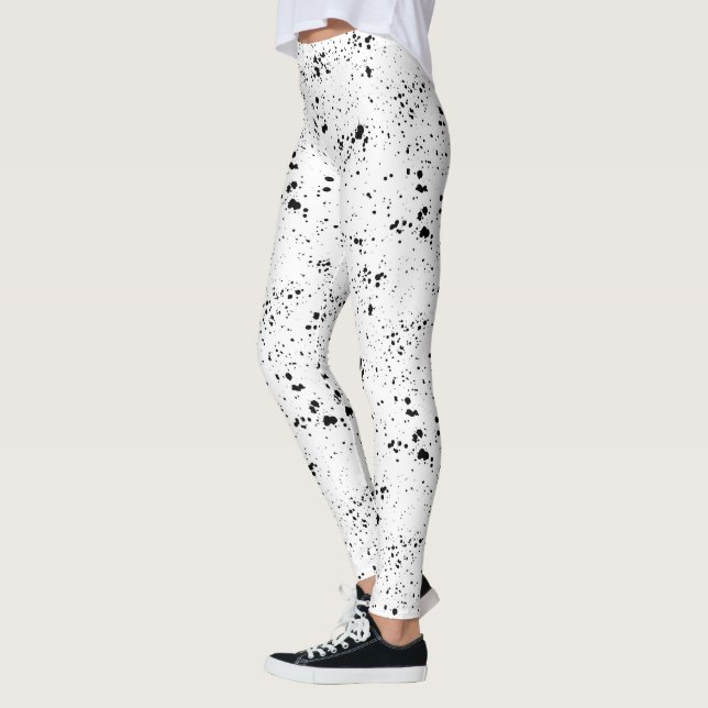 Black Paint Splatter Pattern Leggings (Left)