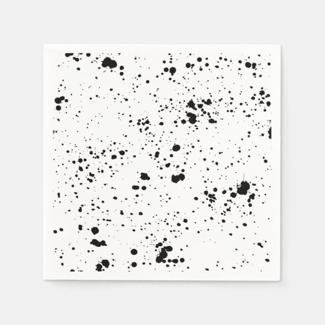 Black Paint Splatter Pattern Napkins (Front)