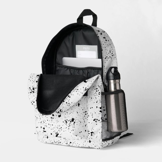 Black Paint Splatter Pattern Printed Backpack | Zazzle display picture 3