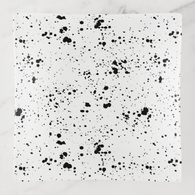 Black Paint Splatter Pattern Trinket Tray (Front)