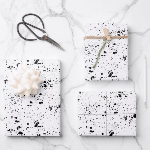 Black Paint Splatter Pattern Wrapping Paper Sheets