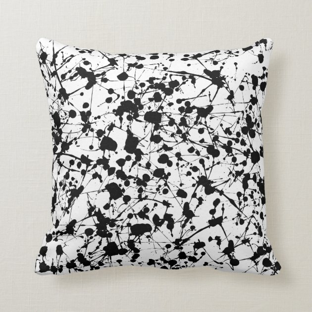 Black Paint Splatter Pillow | Zazzle.com