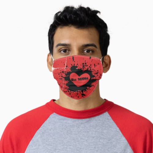 Black Paint Splattered Heart Adult Face Mask