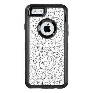 Black Painted Curvy Pattern on White OtterBox iPhone 6/6s Case