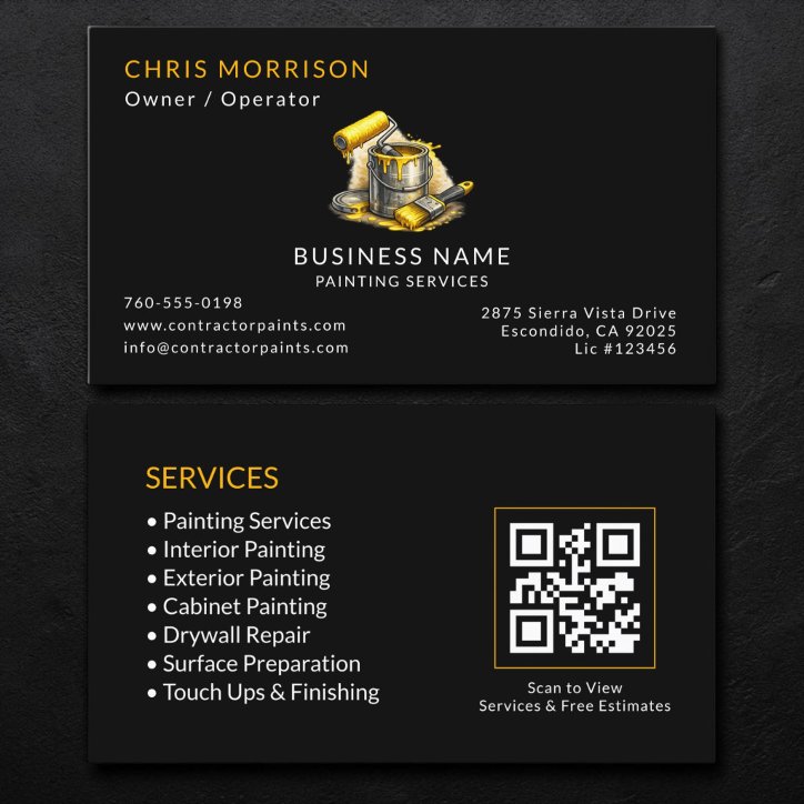 Black Painter Services QR Code Business Card