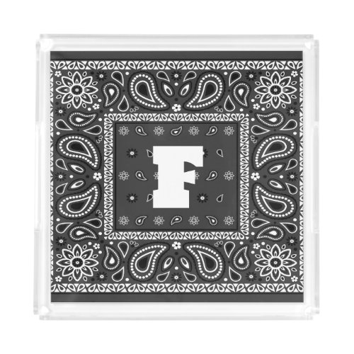 Black Paisley Bandana Birthday Hip Hop Rap Scarf Acrylic Tray