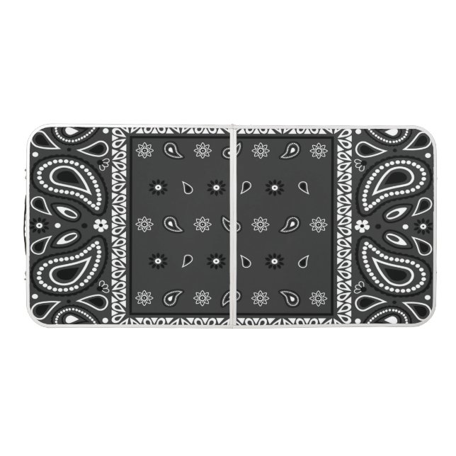 Black Paisley Bandana Birthday Hip Hop Rap Scarf Beer Pong Table (Top)