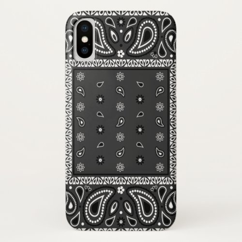 Black Paisley Bandana Birthday Hip Hop Rap Scarf iPhone XS Case