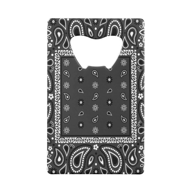 Black Paisley Bandana Birthday Hip Hop Rap Scarf Credit Card Bottle Opener (Front)