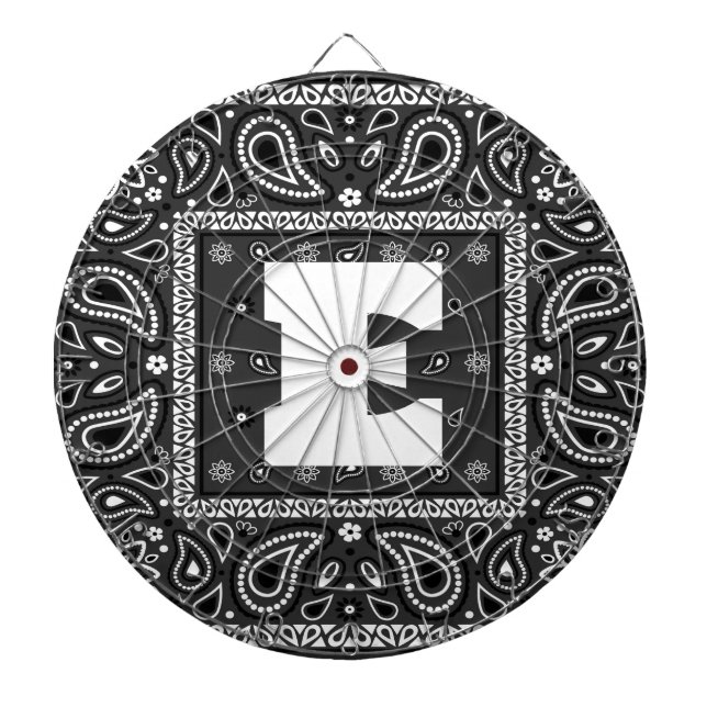 Black Paisley Bandana Birthday Hip Hop Rap Scarf Dart Board (Front)