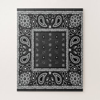 Black Paisley Bandana Birthday Hip Hop Rap Scarf Jigsaw Puzzle