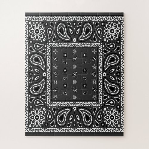 Black Paisley Bandana Birthday Hip Hop Rap Scarf Jigsaw Puzzle