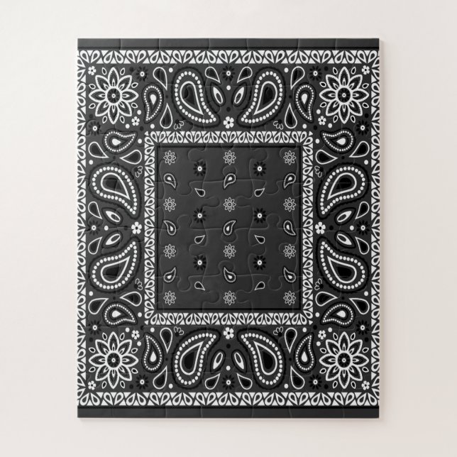 Black Paisley Bandana Birthday Hip Hop Rap Scarf Jigsaw Puzzle (Vertical)