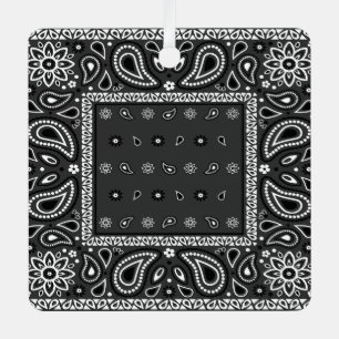 Black Paisley Bandana Birthday Hip Hop Rap Scarf Metal Ornament