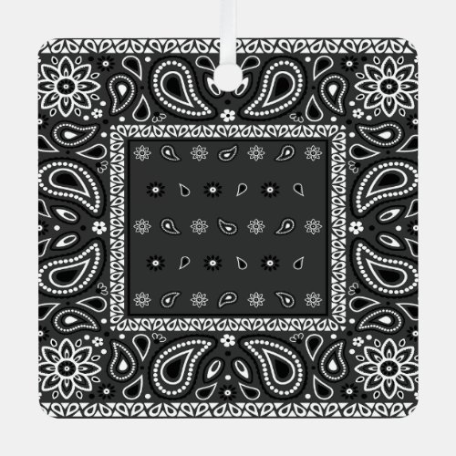 Black Paisley Bandana Birthday Hip Hop Rap Scarf Metal Ornament