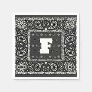 Black Paisley Bandana Birthday Hip Hop Rap Scarf Napkins