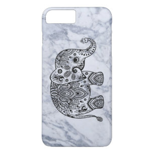 Black Paisley Elephant With White Marble iPhone 8 Plus/7 Plus Case