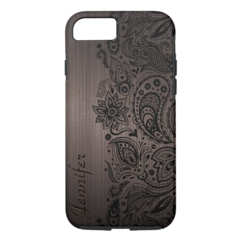 Black Paisley Lace Brown Background iPhone 87 Case