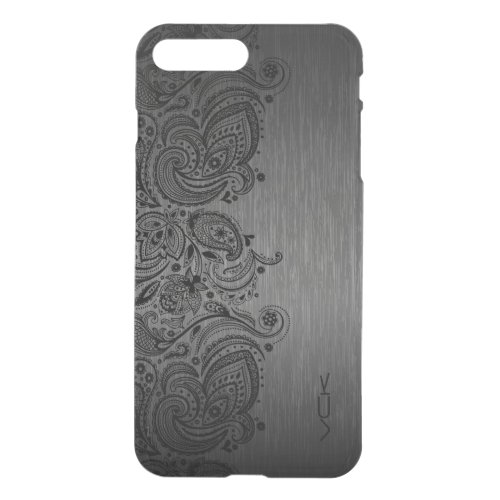 Black Paisley Lace Gray Background iPhone 8 Plus7 Plus Case