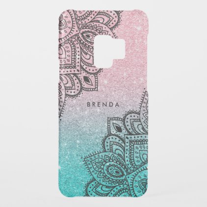Black Paisley Lace Over Sparkling Glitter Uncommon Samsung Galaxy S9 Case