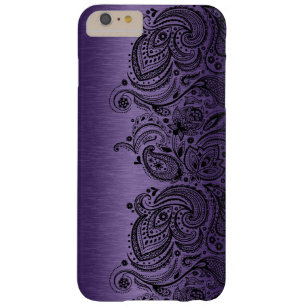 Black Paisley Lace Purple Background Barely There iPhone 6 Plus Case
