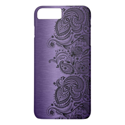Black Paisley Lace Purple Background iPhone 8 Plus7 Plus Case
