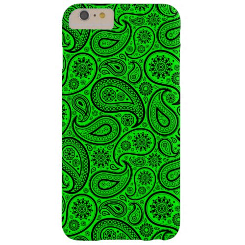 Black Paisley Over Bright Green Background Barely There iPhone 6 Plus Case