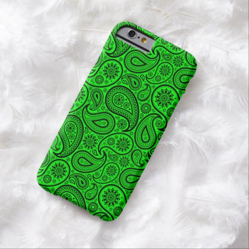 Black Paisley Over Bright Green Background Barely There iPhone 6 Case