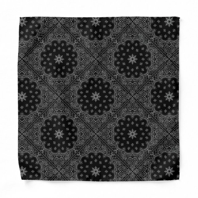 Black Paisley Pattern Bandana (Front)