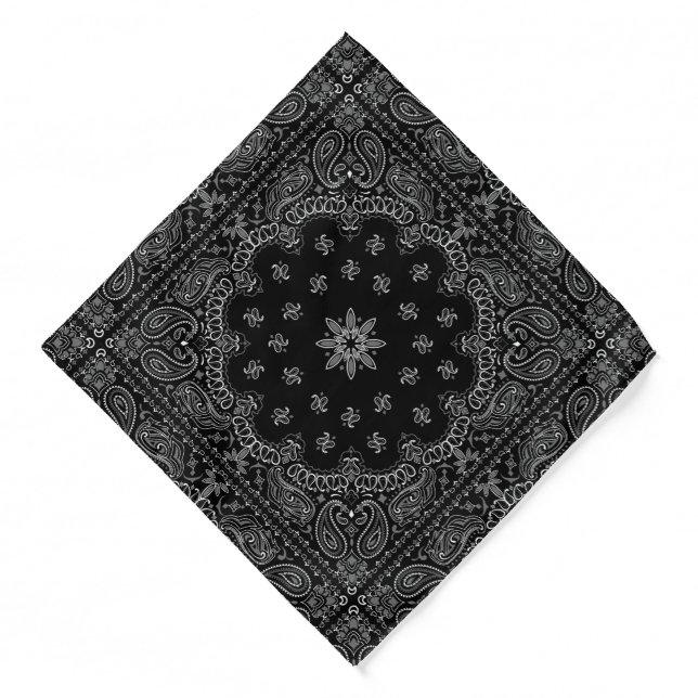 Black Paisley Pattern Bandana (Front)