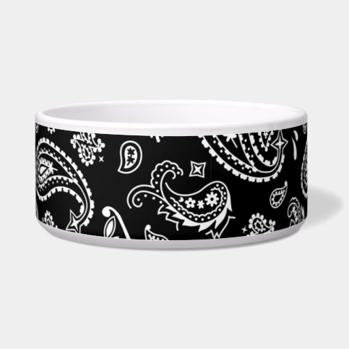 Black Paisley Pet Food Bowl