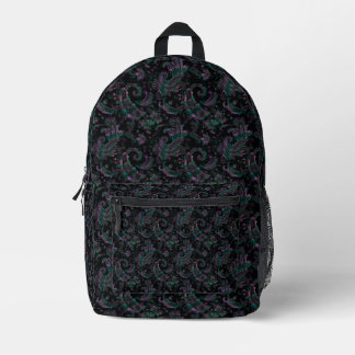 Black Paisley Printed Backpack