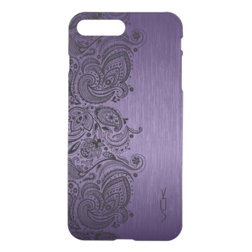 Black Paisley Swirls On Metallic Purple iPhone 8 Plus7 Plus Case
