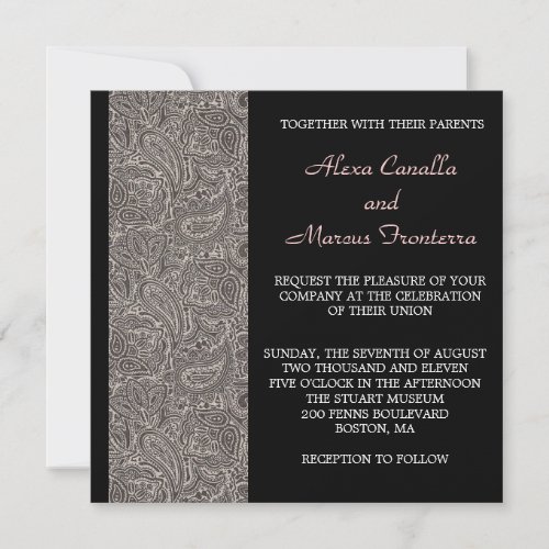 Black Paisley Wedding Invitation