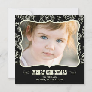 Black Paisley Western Christmas Cards