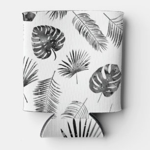 Black palm leaves: vintage seamless. can cooler