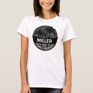 Black palm tree customizable family reunion tshirt
