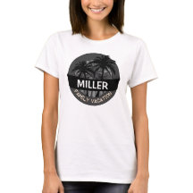 Black palm tree customizable family vacation tee