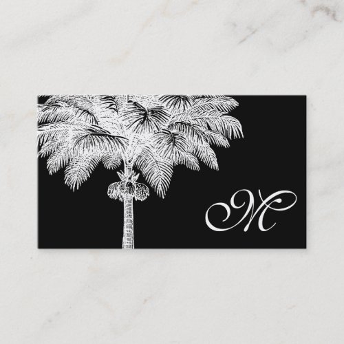 Black Palm Tree Monogrammed Business Cards